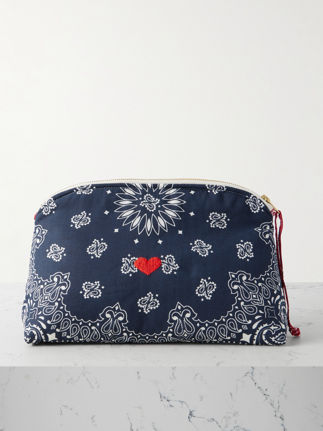 Call It By Your Name Coeur Vanity Embroidered Bandana-print Cotton Pouch