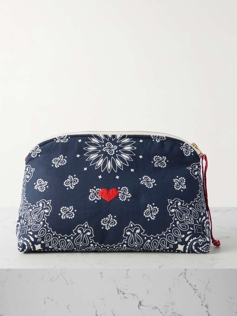 CALL IT BY YOUR NAME Coeur Vanity Embroidered Bandana-print Cotton Pouch