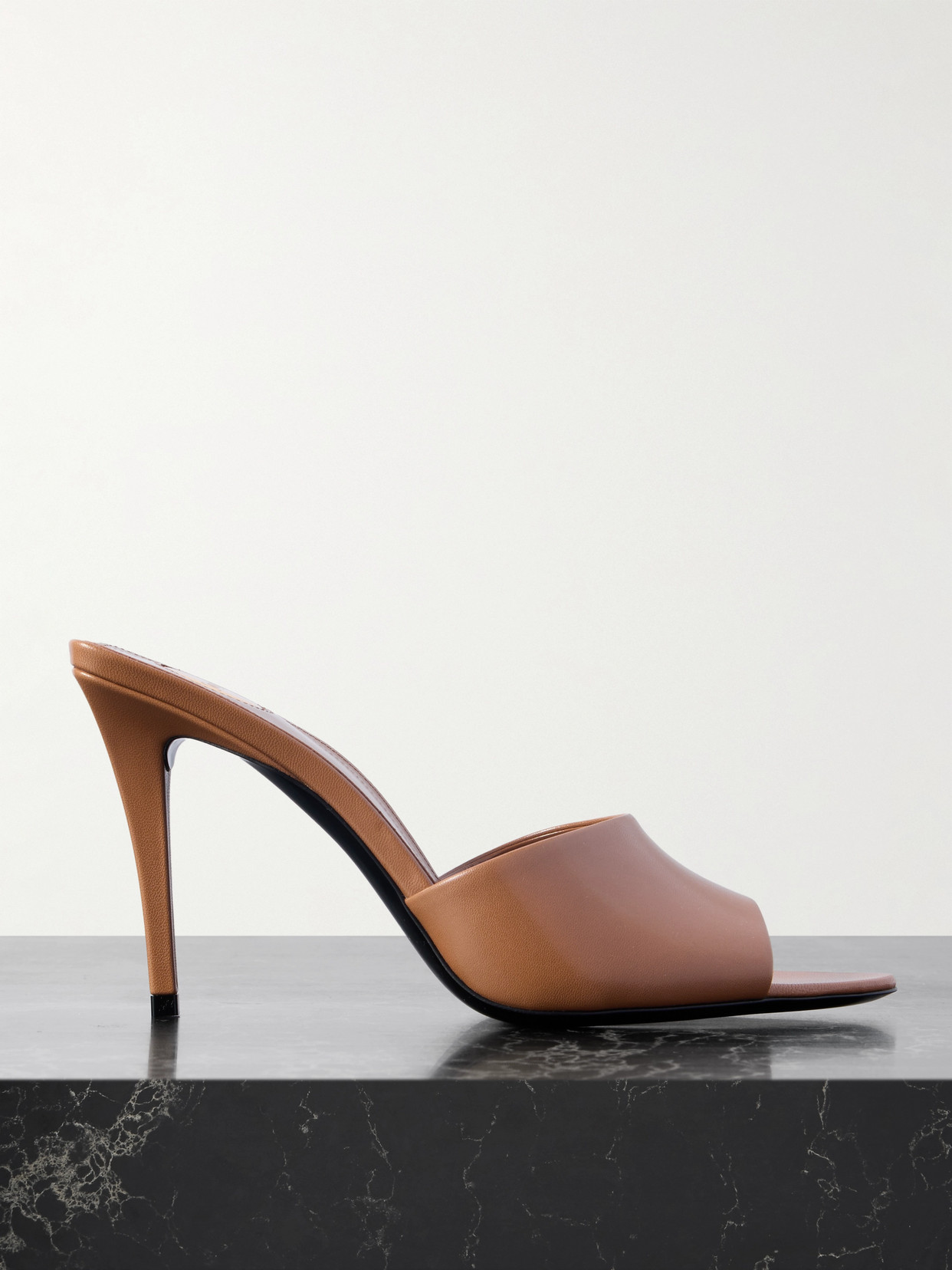 Saint Laurent Romy Leather Mules In Brown