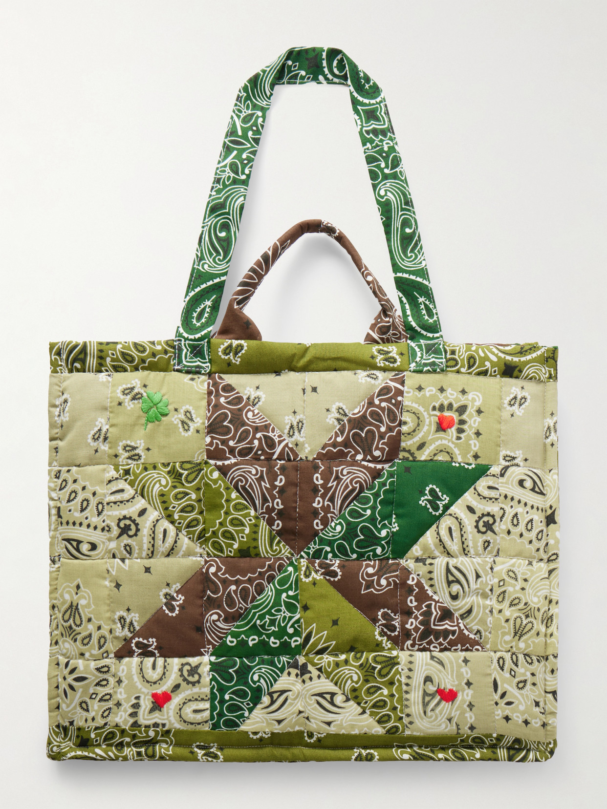 Call It By Your Name Cabas Maxi Embroidered Quilted Patchwork Printed Cotton Tote