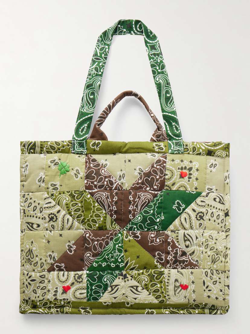 CALL IT BY YOUR NAME Cabas Maxi Embroidered Quilted Patchwork Printed Cotton Tote