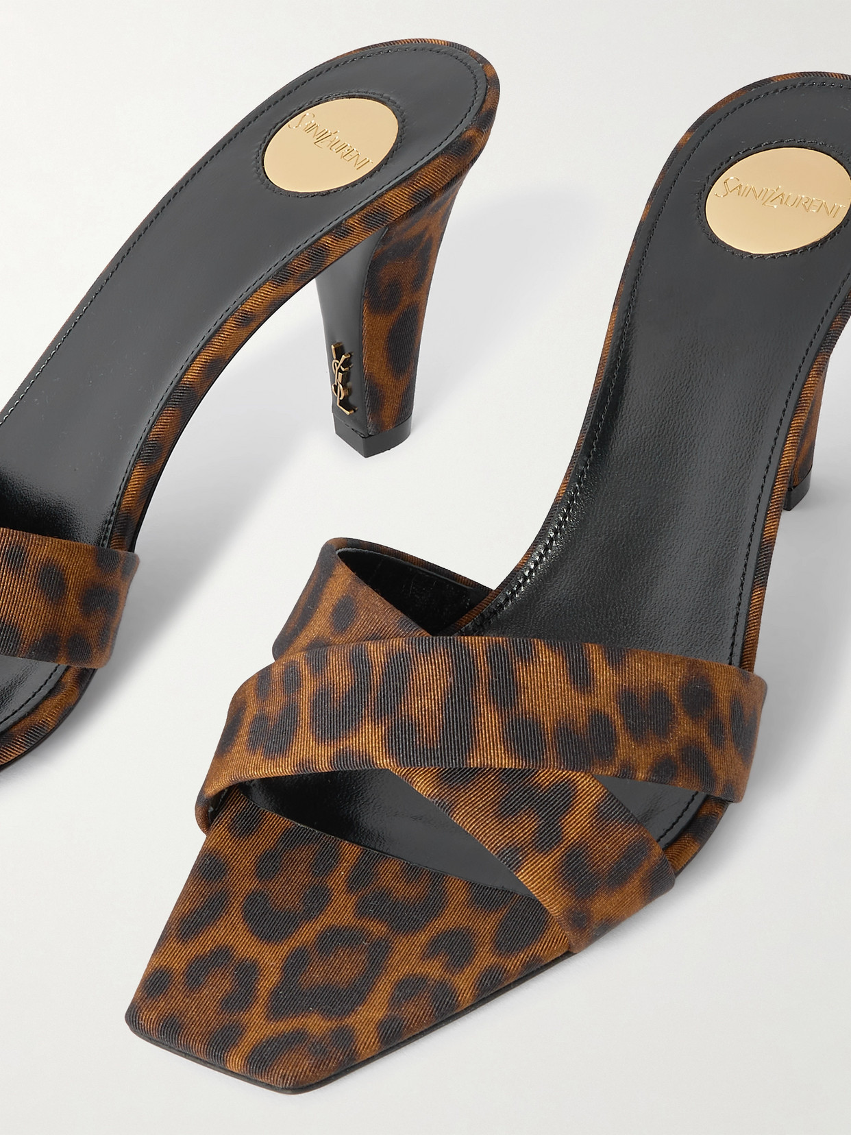 Saint Laurent 'jill' Mules In Animal Print In Brown