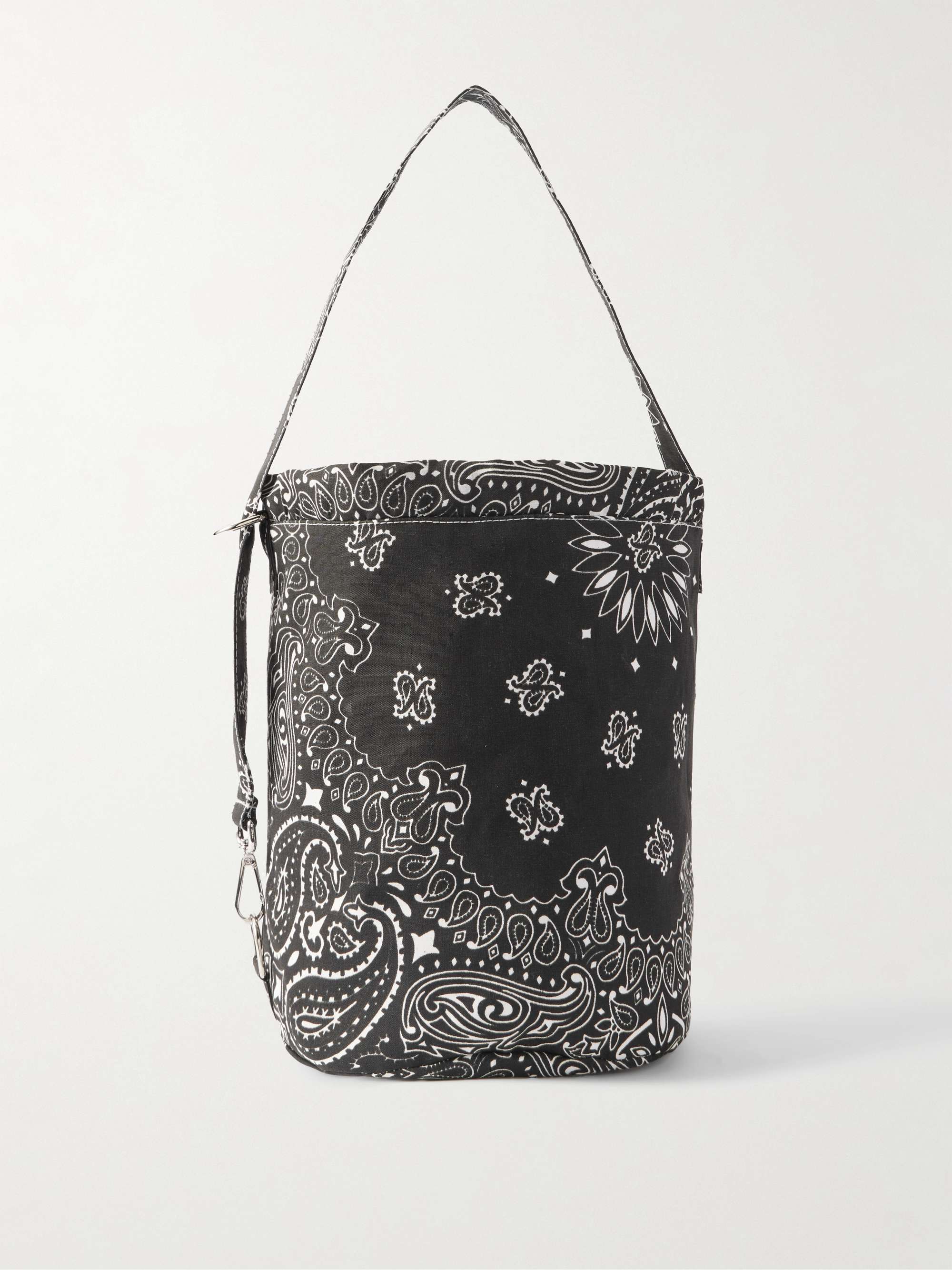 Paisley-print cotton bucket bag - black - One Size