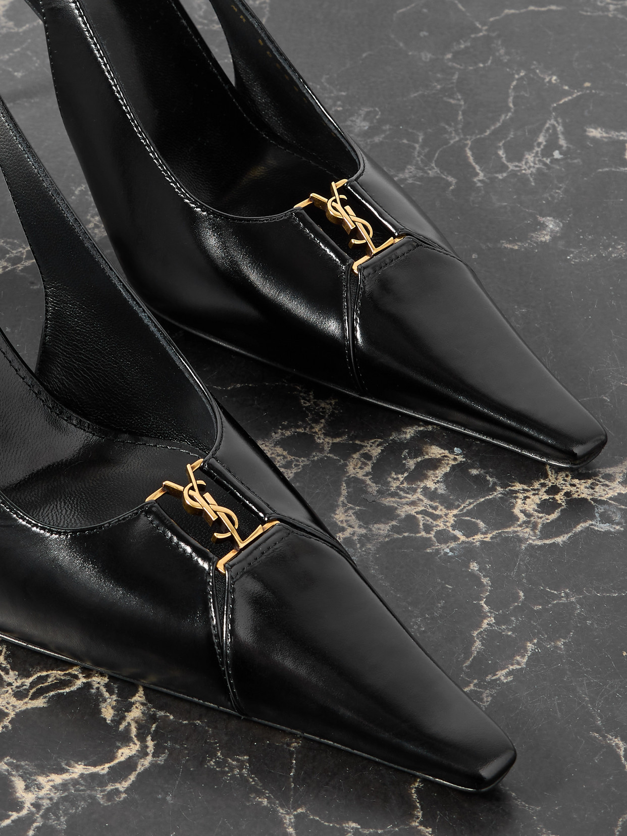 Saint Laurent Babylone Breteuil Slingback Pumps In Smooth Leather In Black
