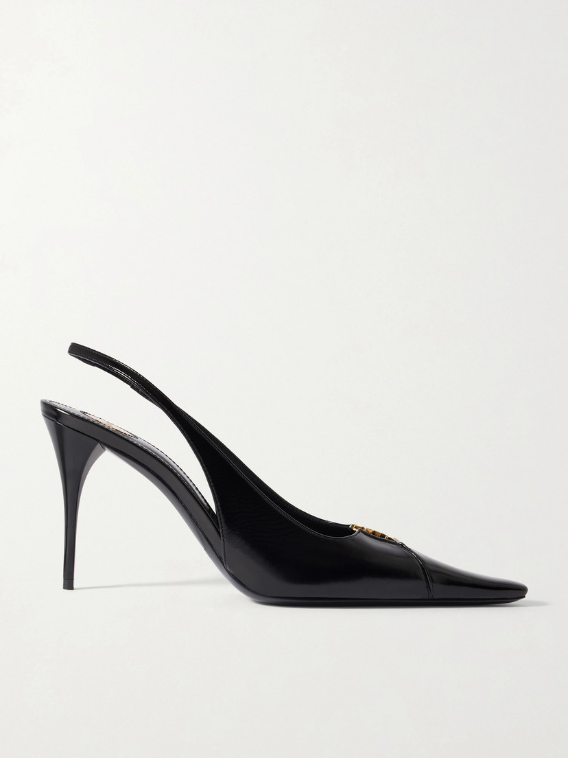 Babylone 90 Leather Slingbacks Black