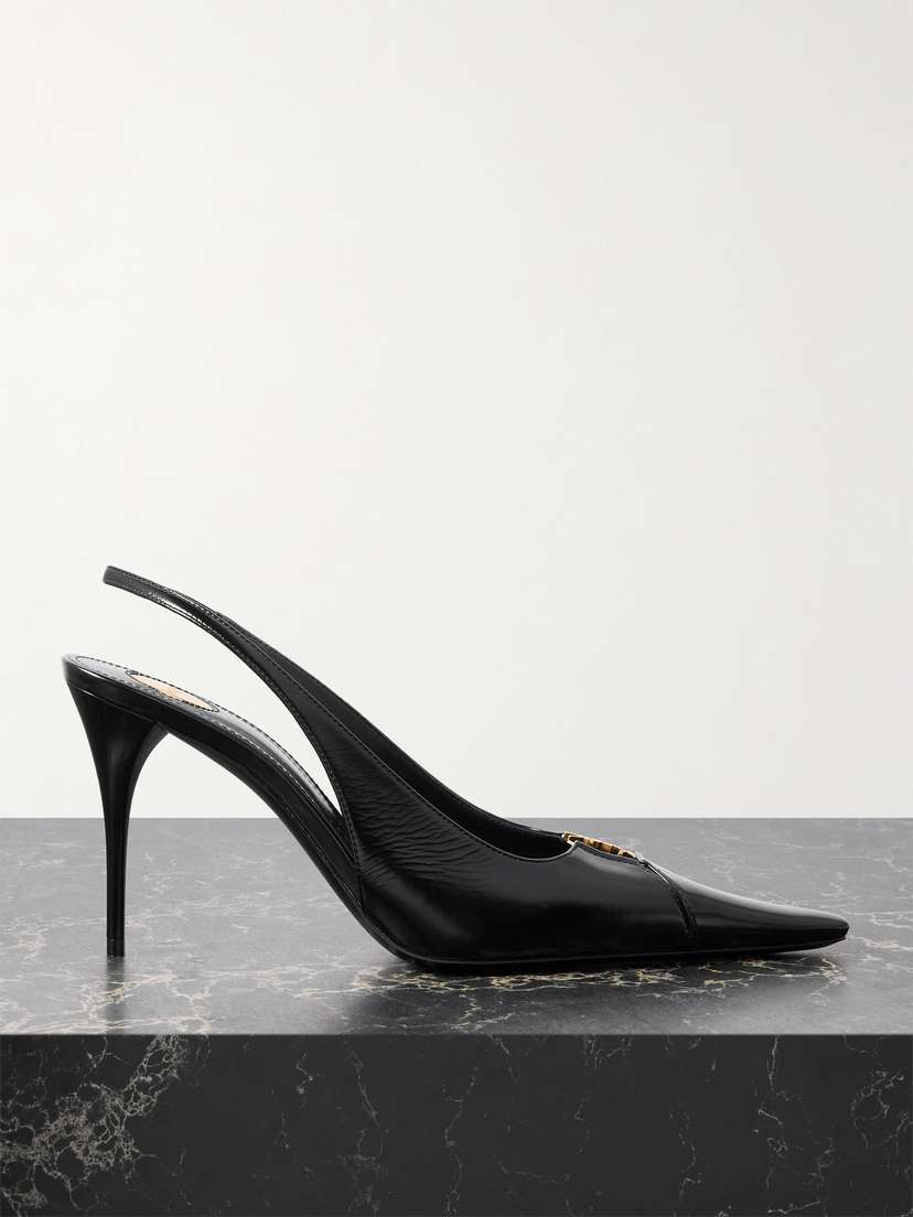 Saint Laurent Babylone Cutout Leather Slingback Pumps