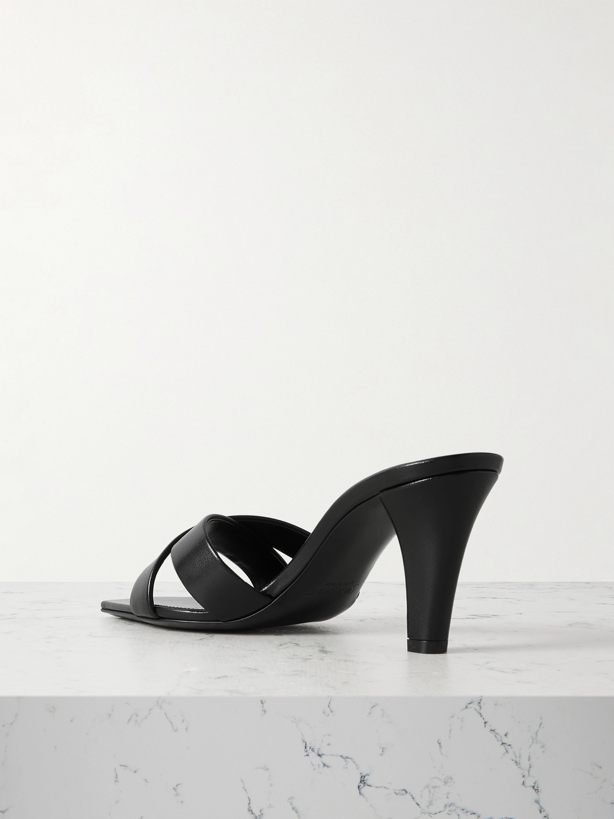 Saint Laurent Jill Mules With Square Toe And Cross Strap Design In Black
