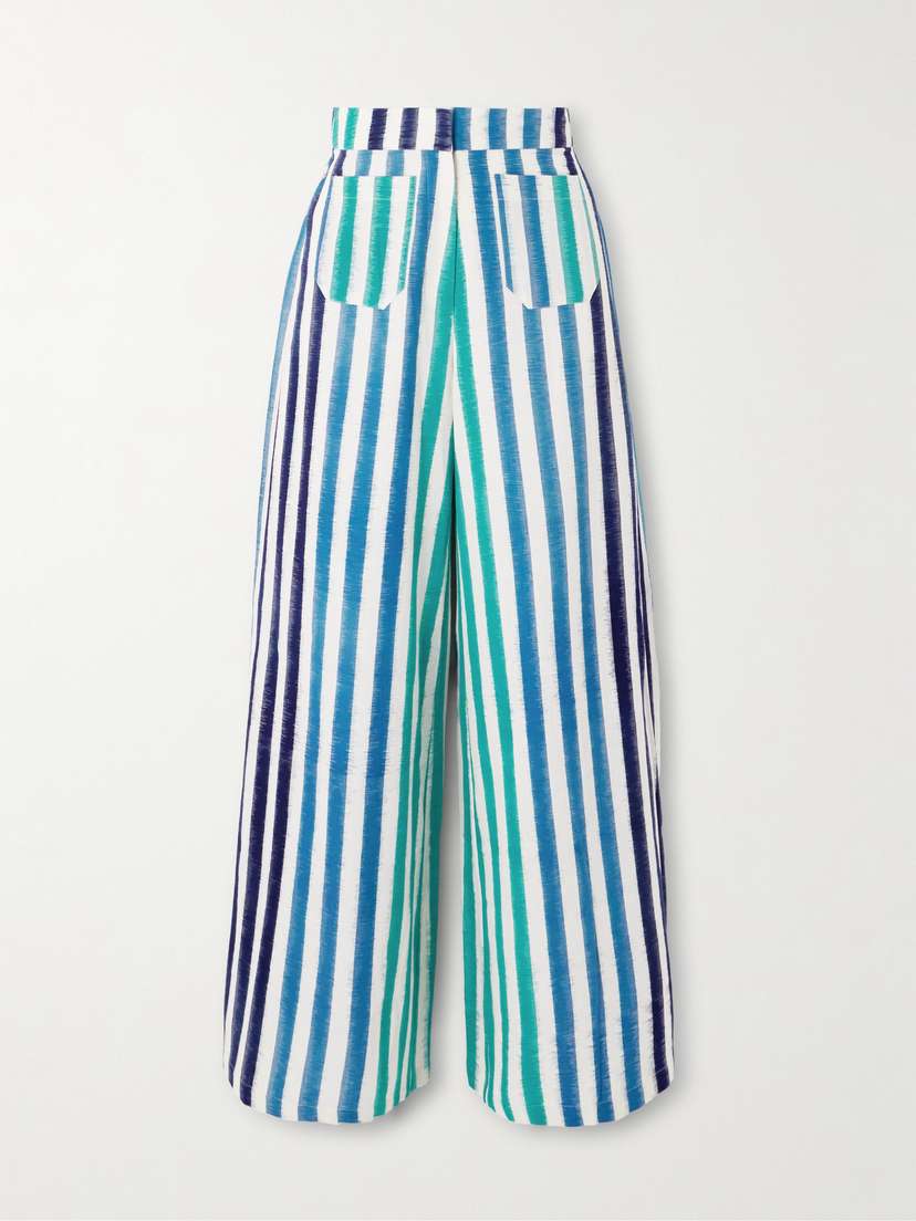 Emporio Sirenuse Adele Striped Cotton Wide-leg Pants
