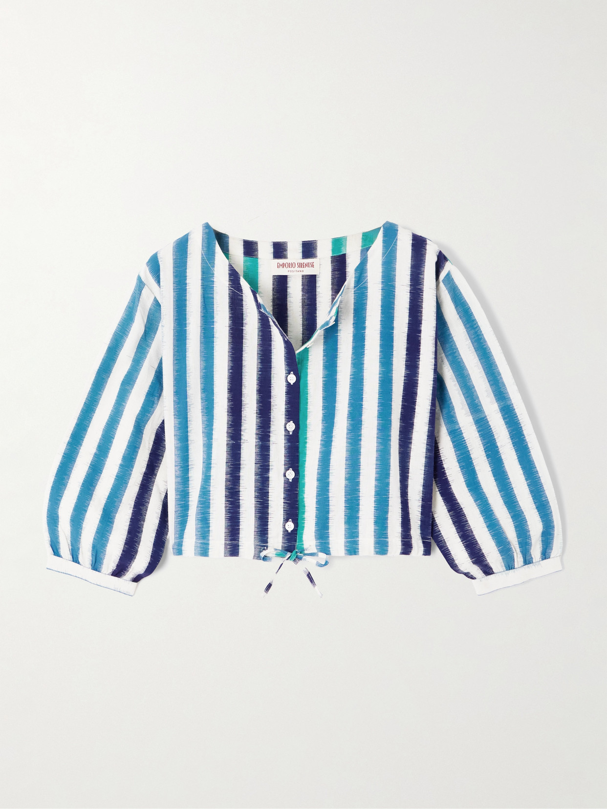 Emporio Sirenuse Jinny Cropped Striped Cotton Blouse