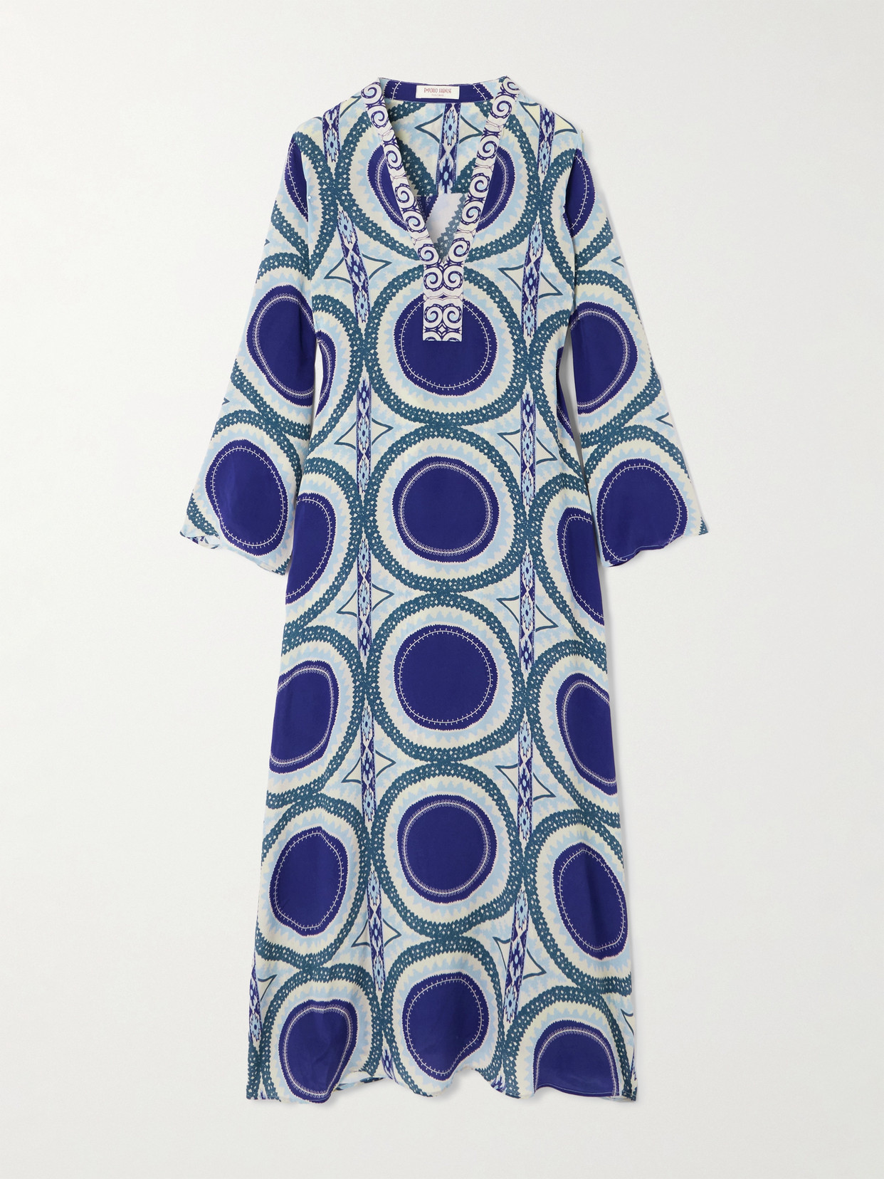 Emporio Sirenuse Jenna Printed Silk-crepe Coverup In Blue