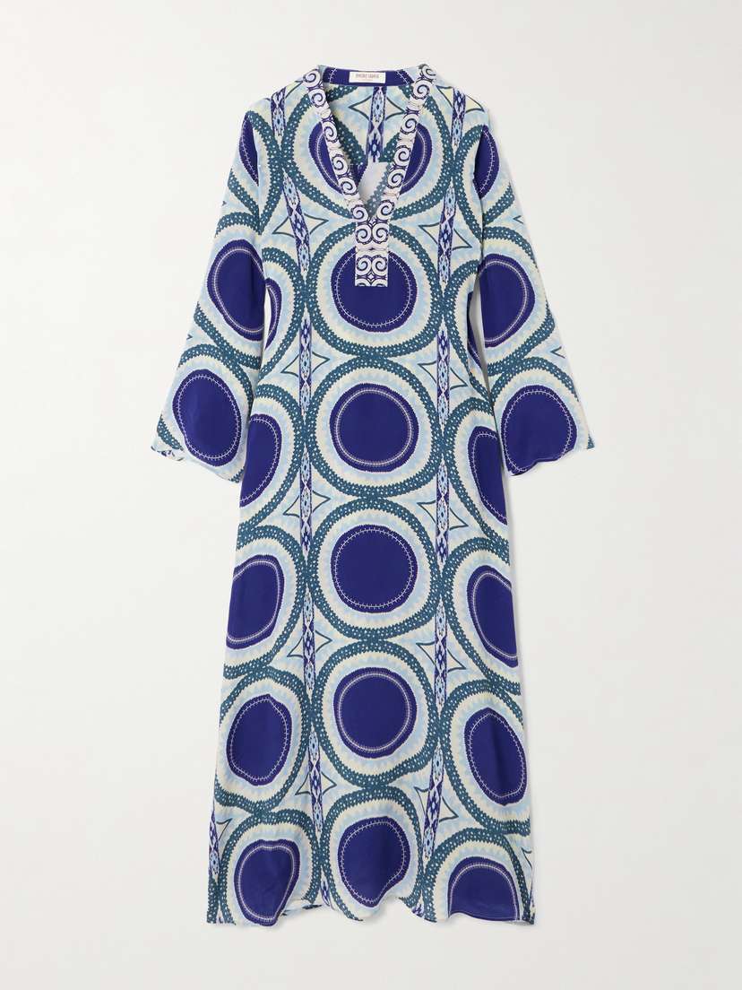 Emporio Sirenuse Jenna Printed Silk-crepe Coverup