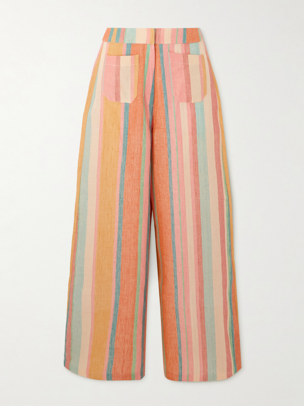 Emporio Sirenuse Adele Striped Linen Wide-leg Pants In Pink