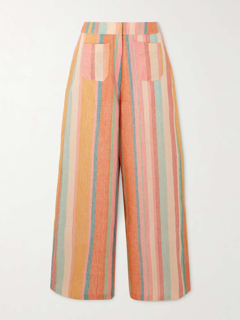 Emporio Sirenuse Adele Striped Linen Wide-leg Pants