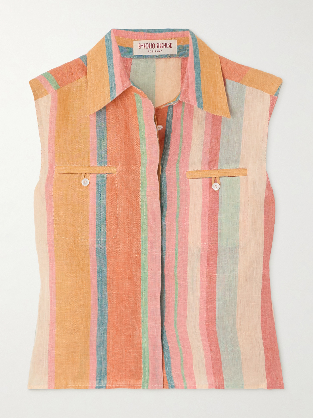Emporio Sirenuse - Ylenia Striped Linen Shirt - Pastel orange