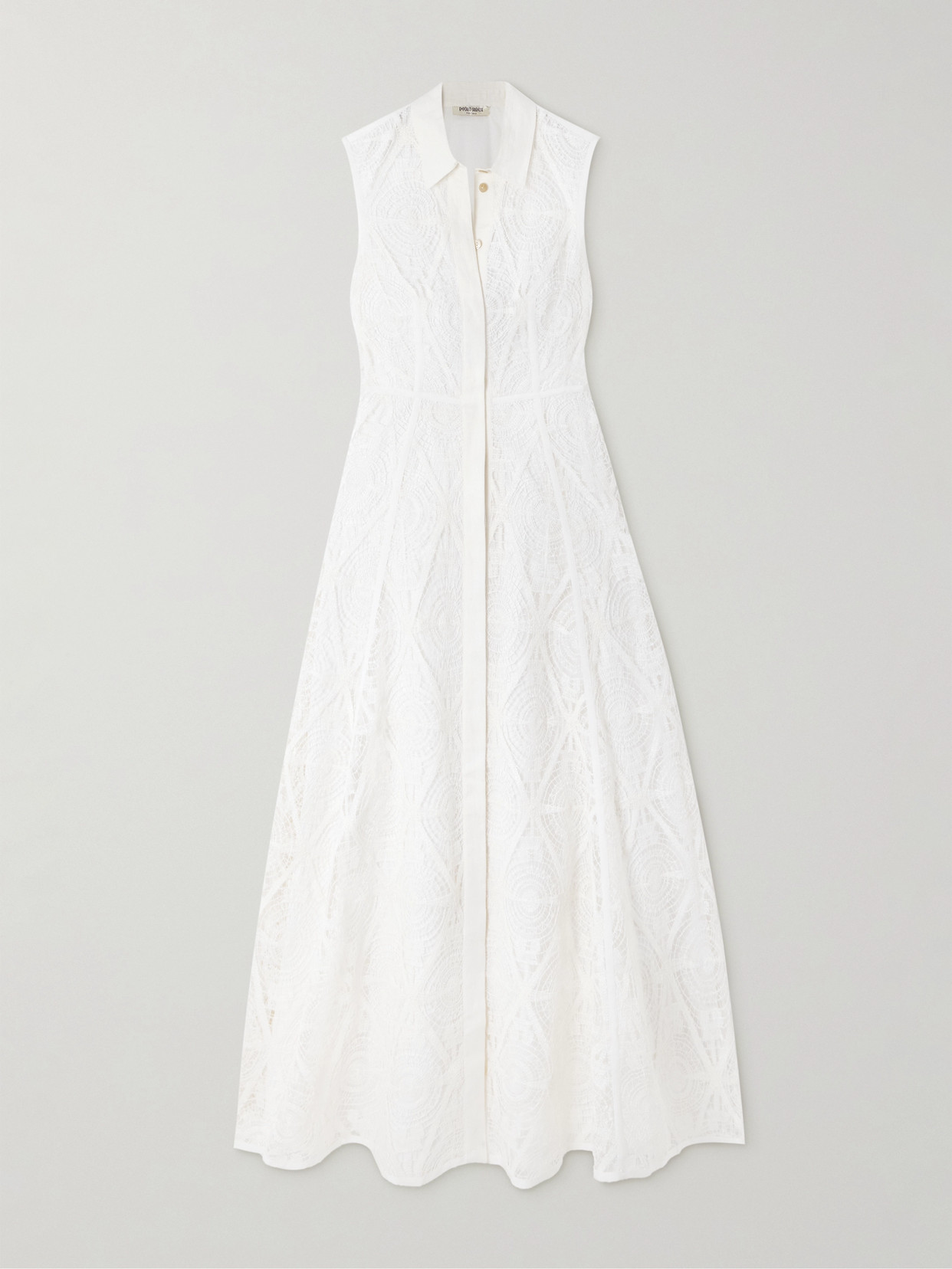 Emporio Sirenuse Miralda Guipure-lace Maxi Shirt Dress In White