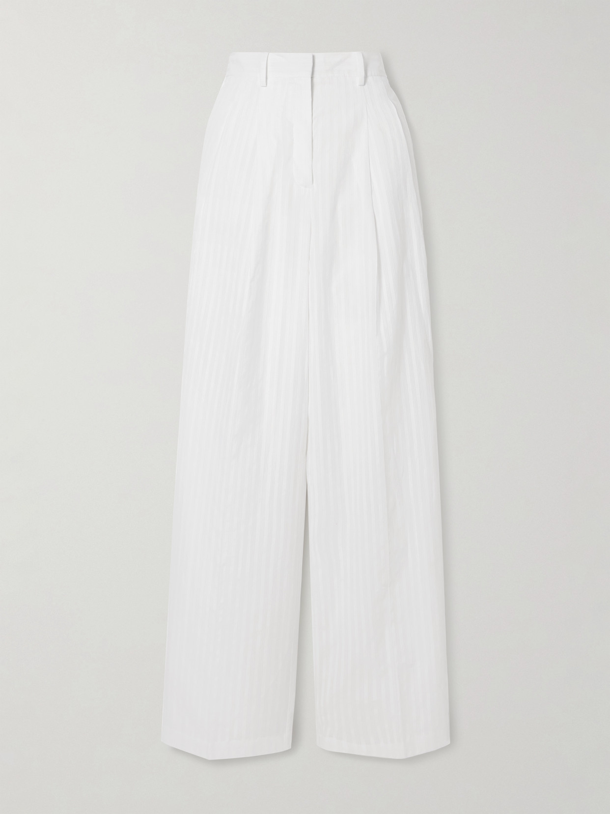 Theory Pleated Cotton-jacquard Wide-leg Pants