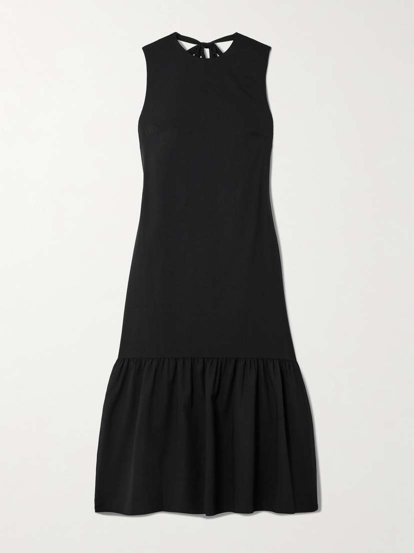 Theory Gathered Wool-blend Midi Dress