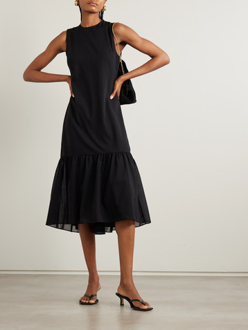 Theory Gathered wool-blend midi dress