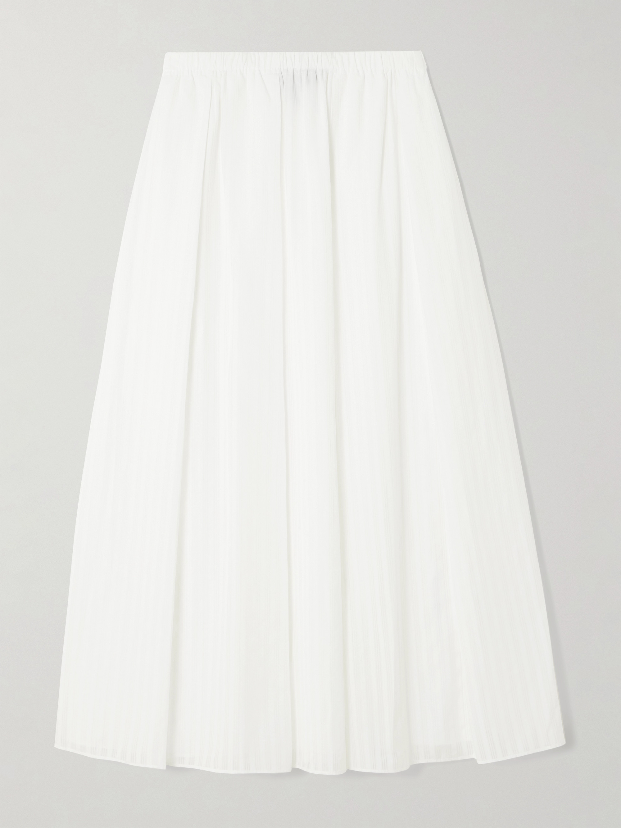 Theory Pleated striped cotton-poplin midi skirt