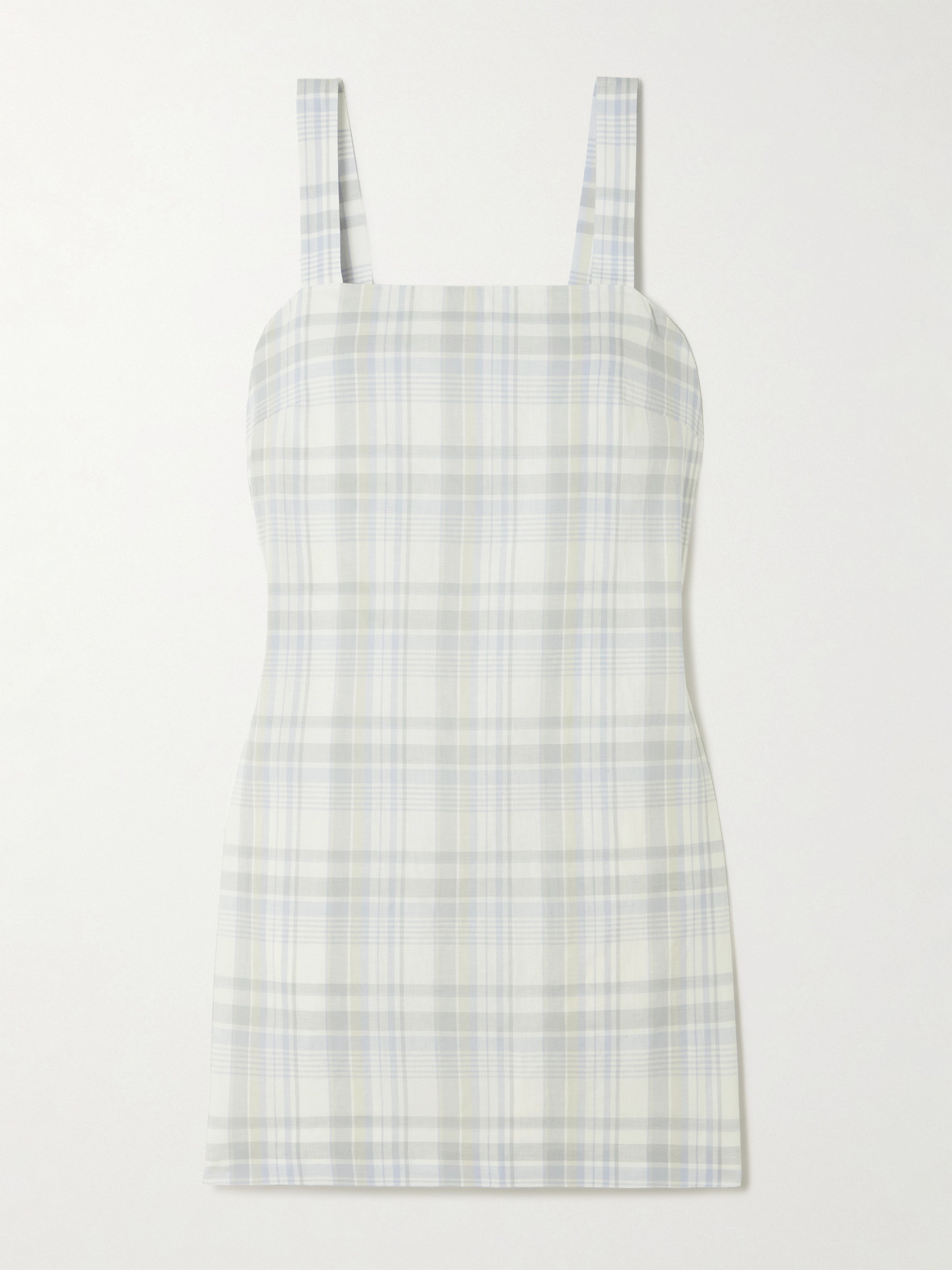 Theory Checked Cotton And Linen-blend Mini Dress