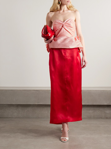 Kika Vargas Tasha strapless twist-front ruffled taffeta top