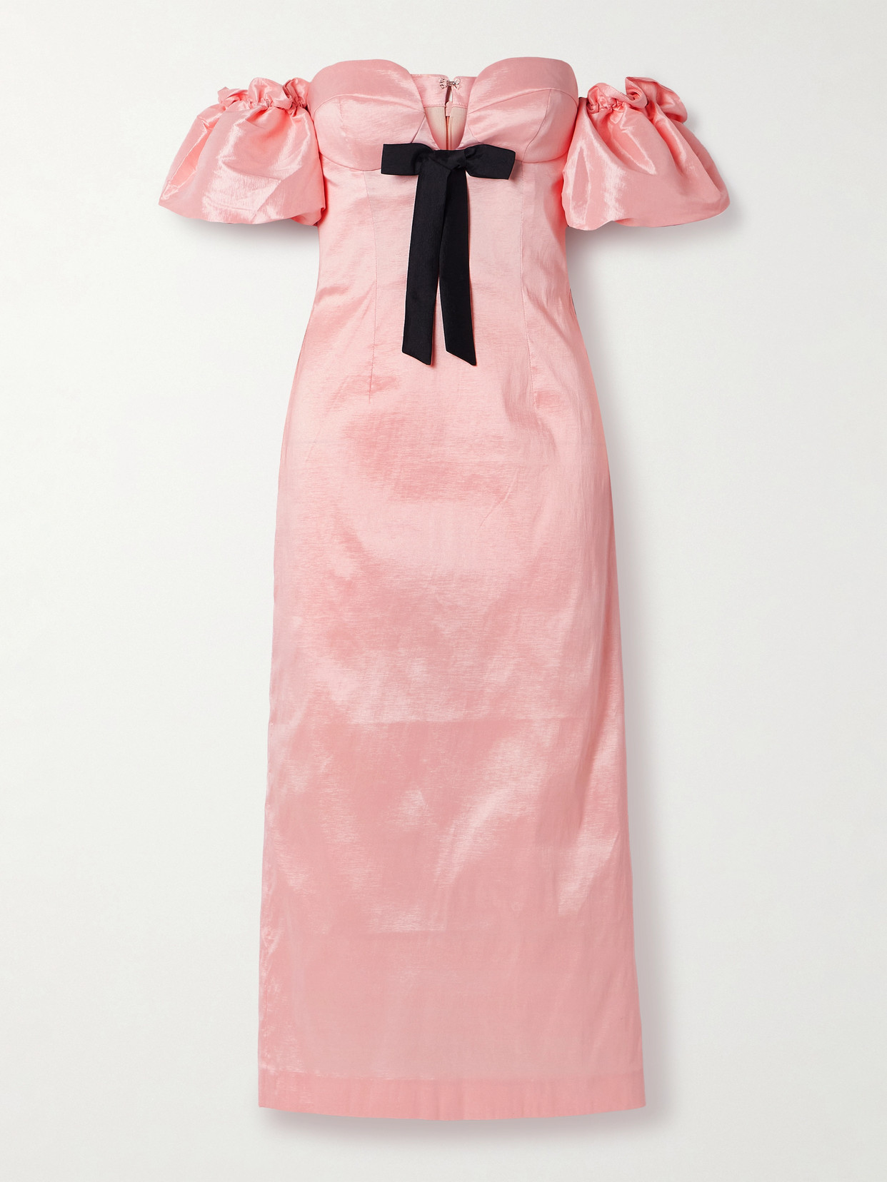 Kika Vargas Stella Off-the-shoulder Bow-detailed Taffeta Midi Dress