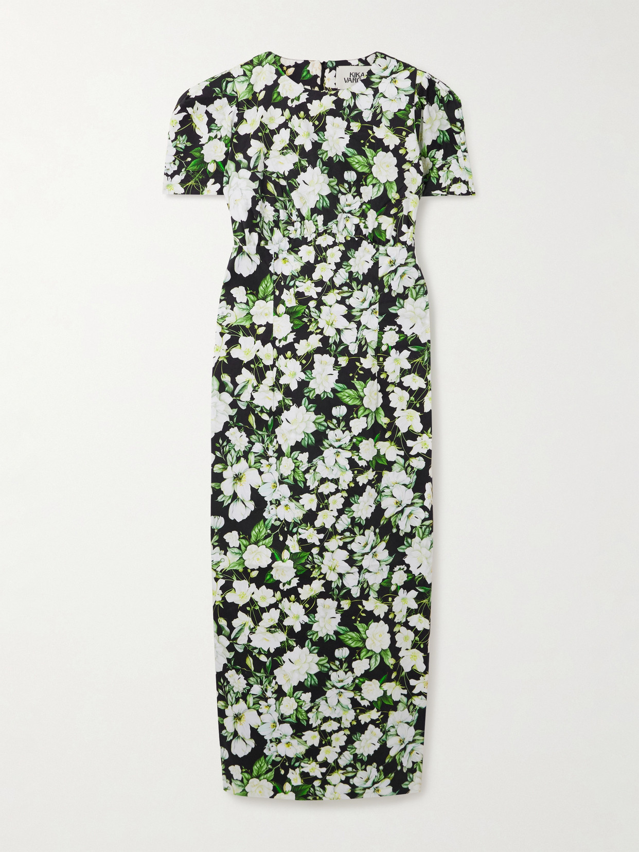 Kika Vargas Sygne Floral-print Cotton-blend Midi Dress In Black