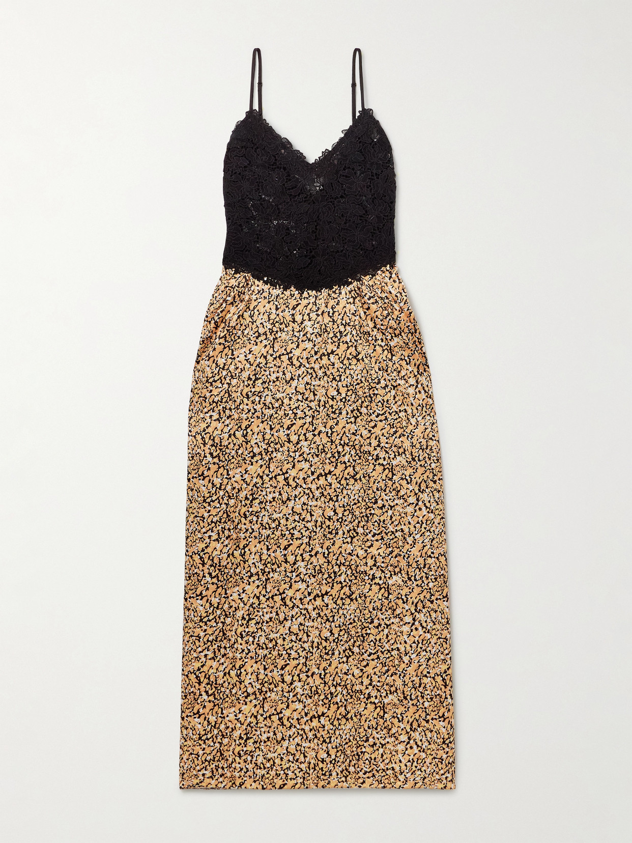 Kika Vargas Petra Lace And Printed Satin Maxi Dress In Animal Print