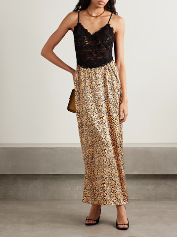 Kika Vargas Petra lace and printed satin maxi dress