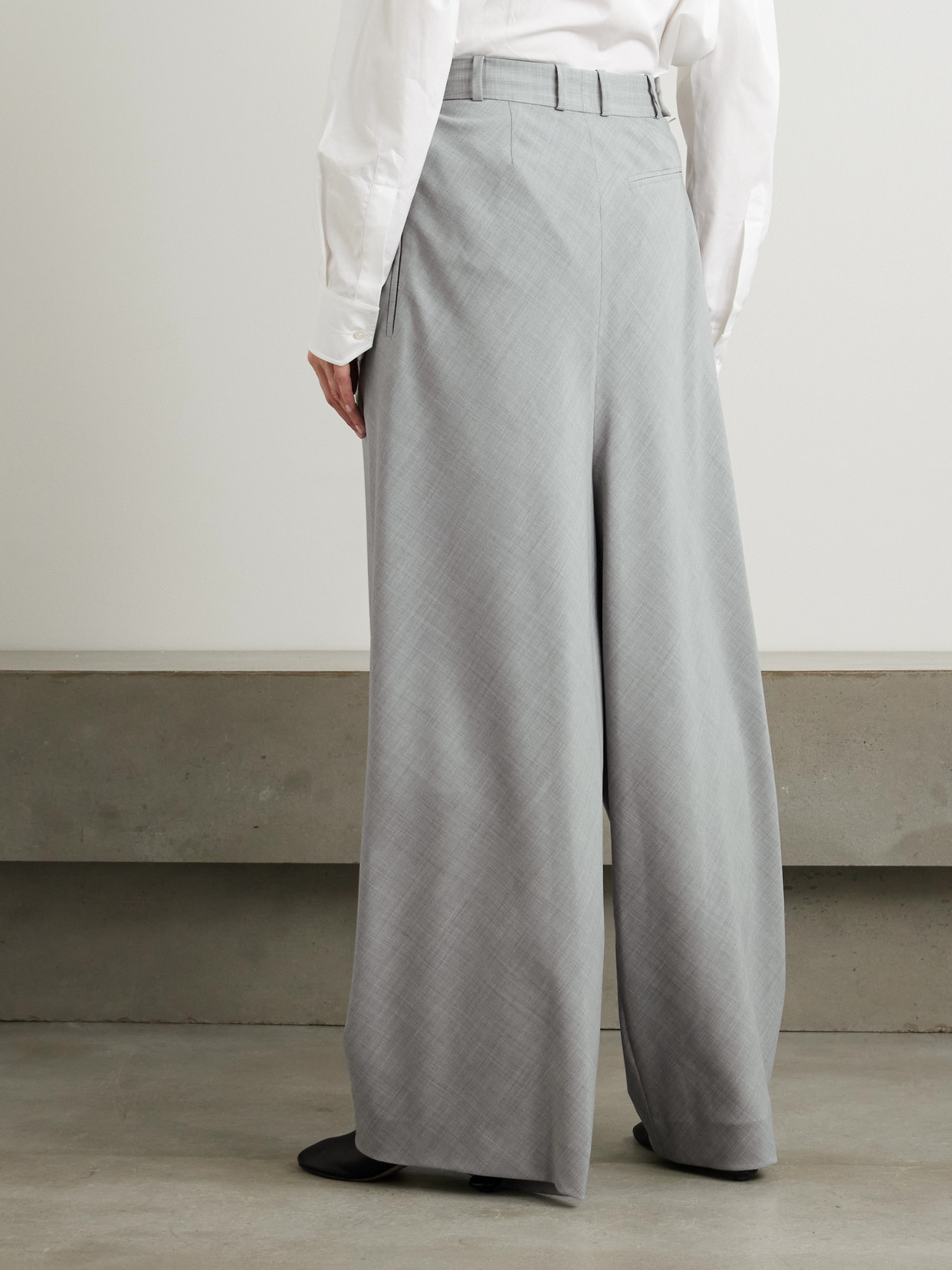Loewe Draped Loose Wool-blend Trousers In Gray