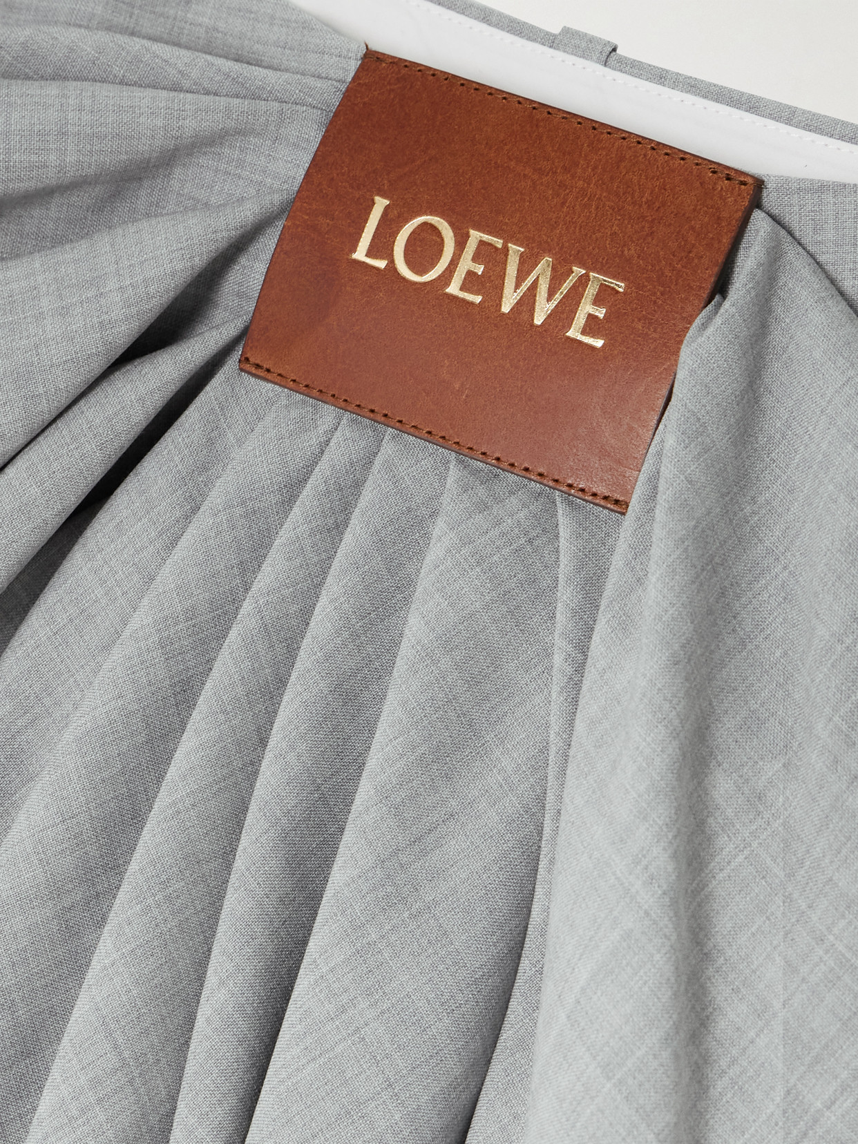Loewe Draped Loose Wool-blend Trousers In Gray