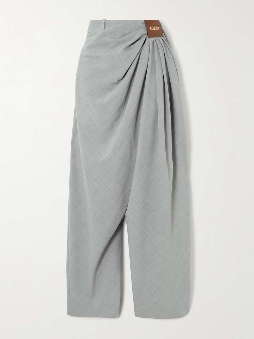 Loewe Paneled Draped Mélange Wool Pants