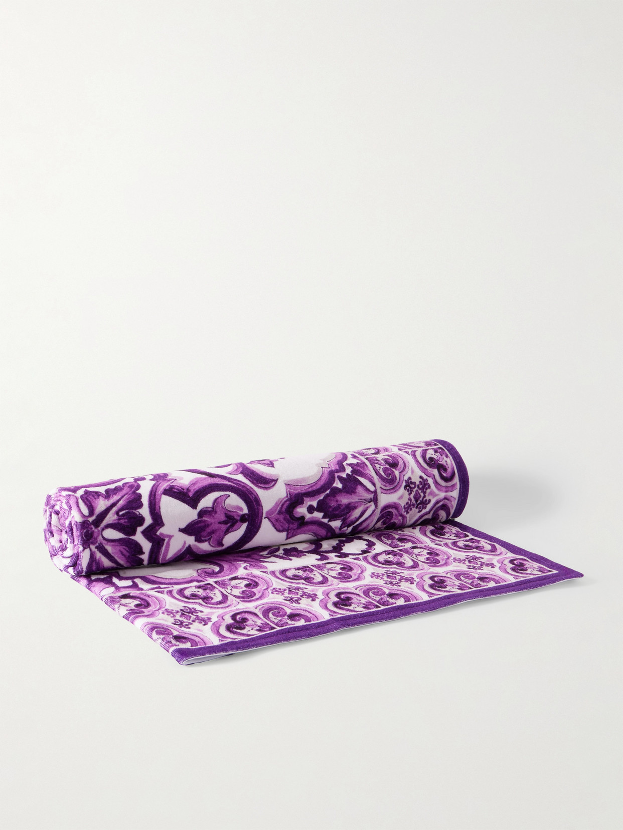 Dolce & Gabbana Printed Cotton-terry Beach Towel In Purple