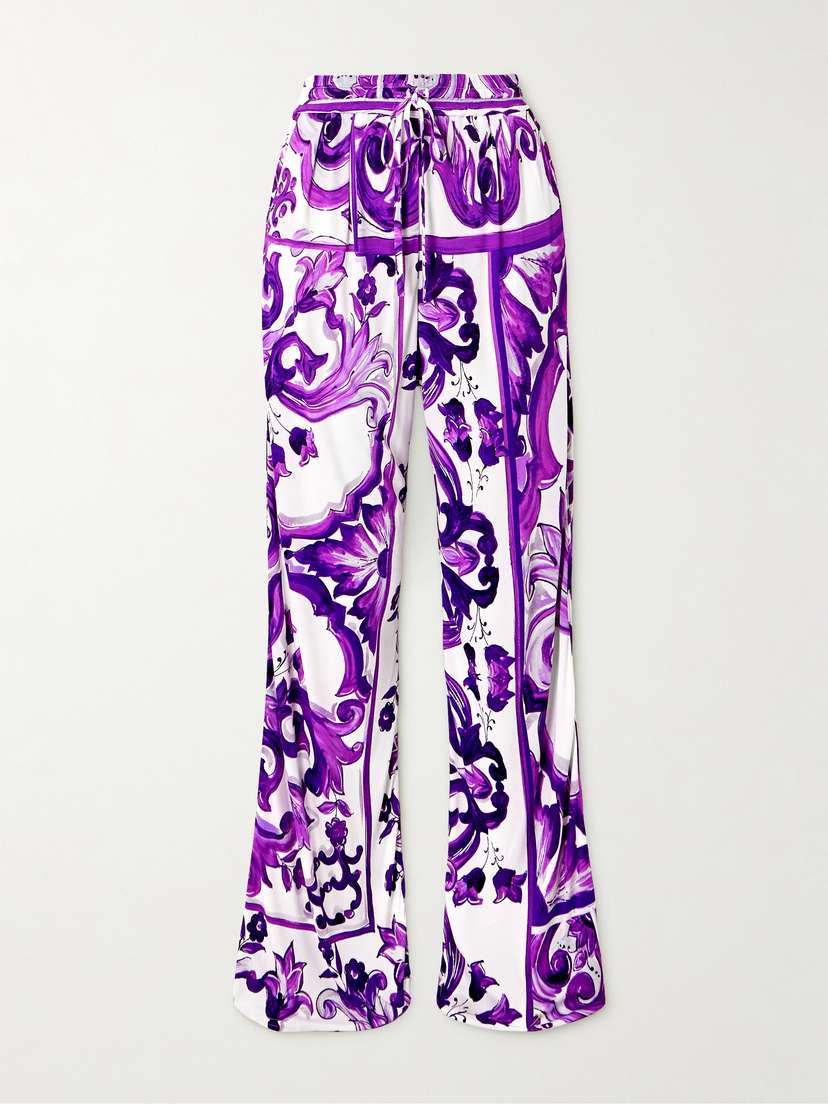 Dolce & Gabbana Printed Jersey Wide-leg Pants