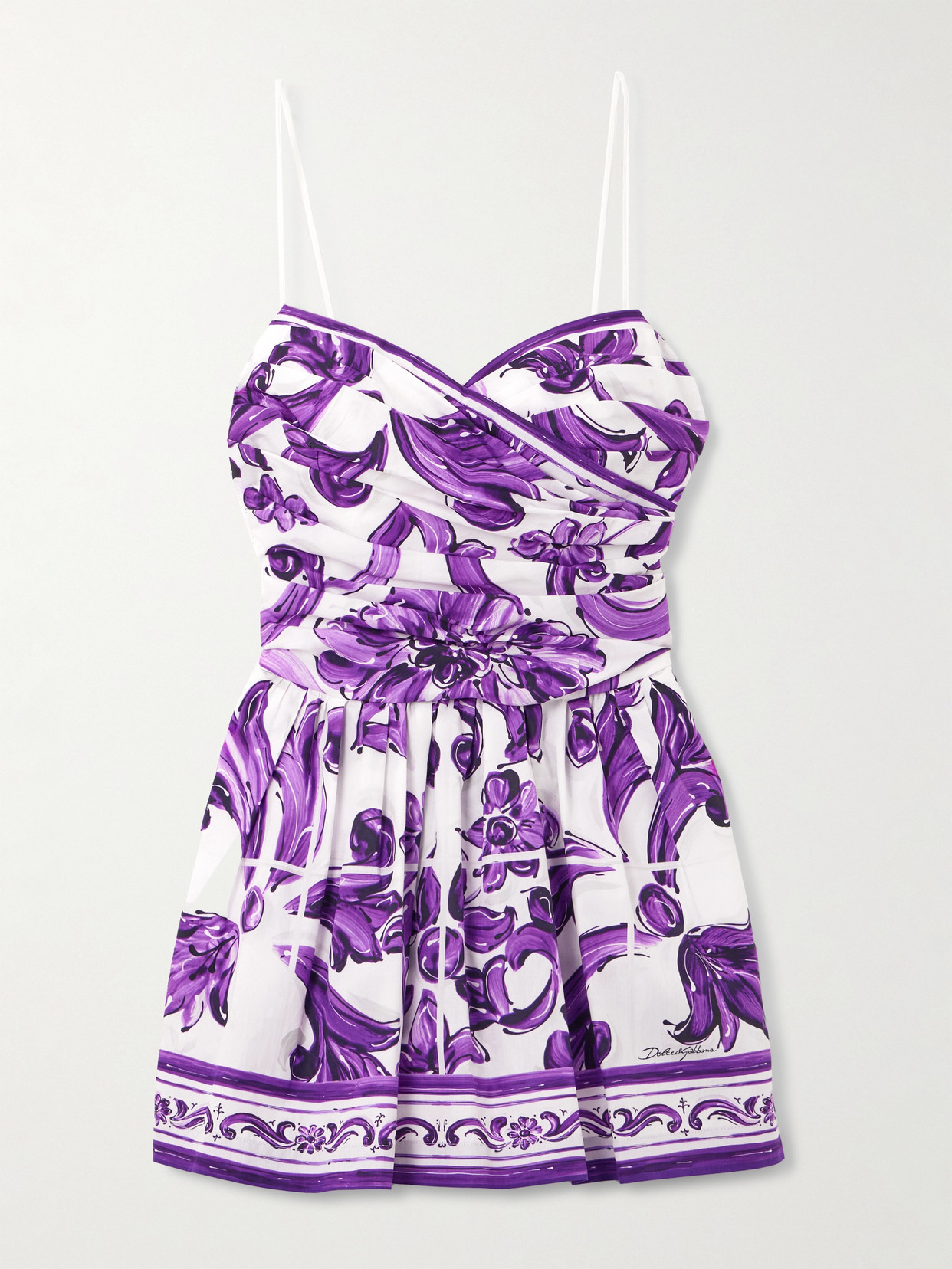 Dolce & Gabbana Graphic-print Mini Dress In Purple