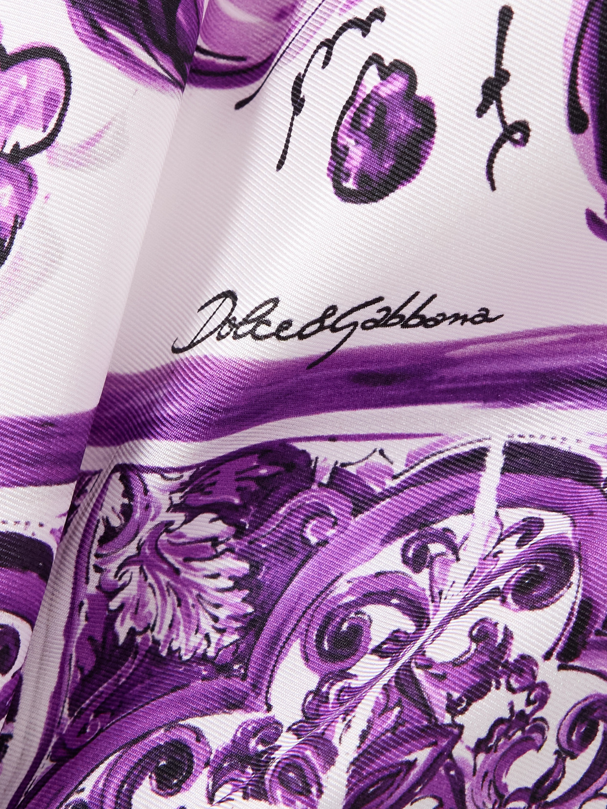 Dolce & Gabbana Cropped Asymmetric Printed Silk-twill Top