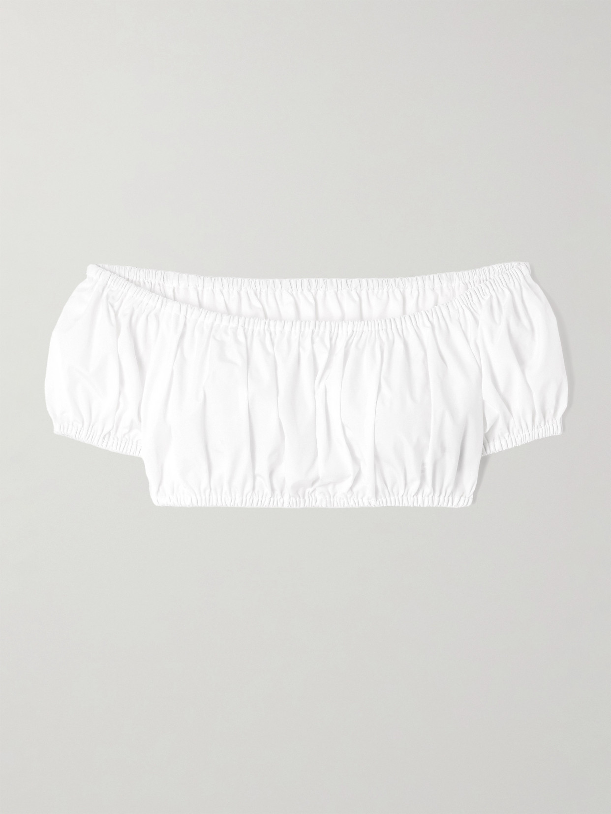 Dolce & Gabbana Off-the-shoulder Cropped Gathered Cotton-poplin Top In White