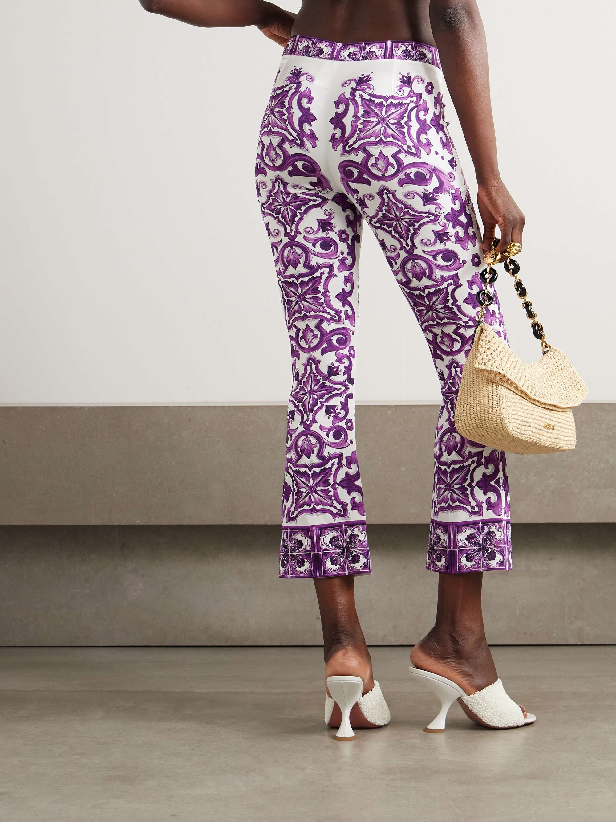 DOLCE&GABBANA Printed silk-blend crepe de chine flared pants