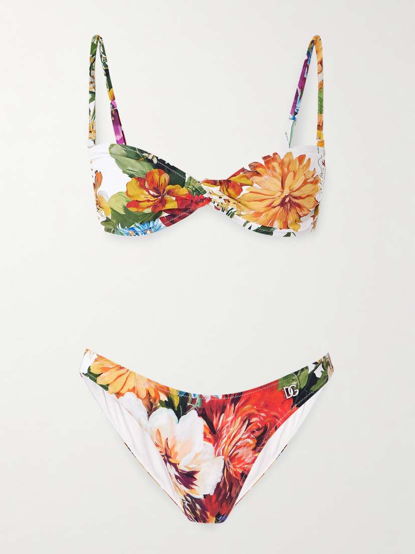 Dolce & Gabbana Twist-front Floral-print Bikini