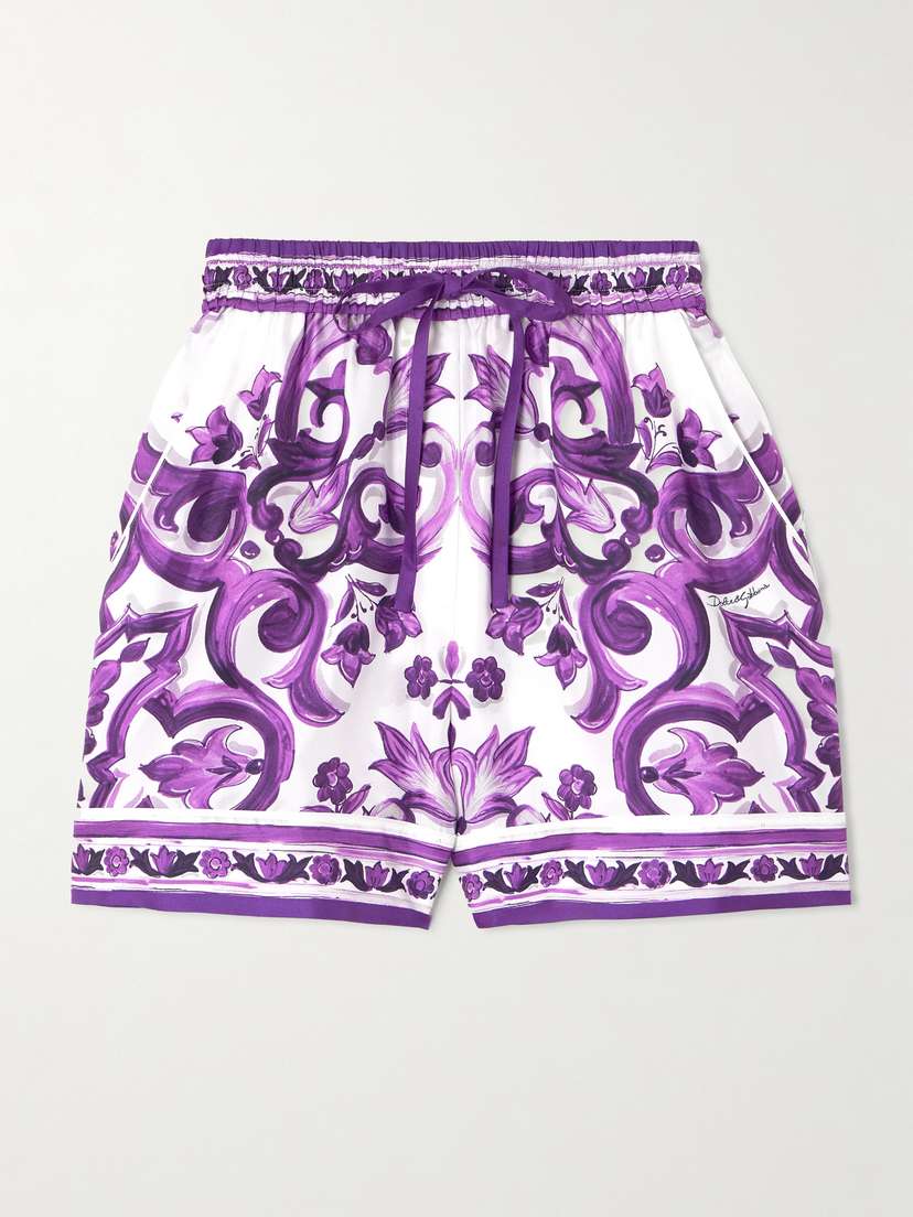 Dolce & Gabbana Printed Silk-twill Shorts