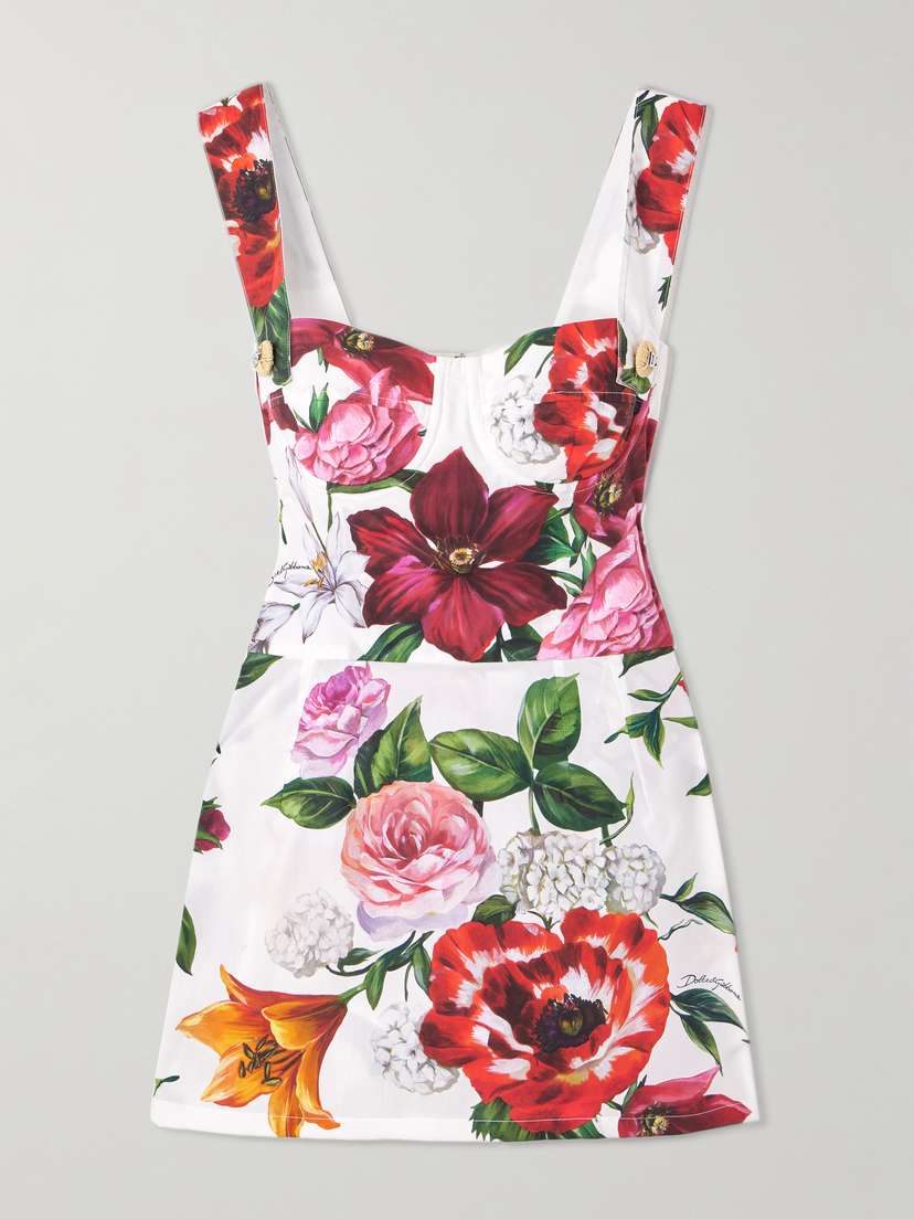 Dolce & Gabbana Floral-print Cotton-poplin Mini Dress