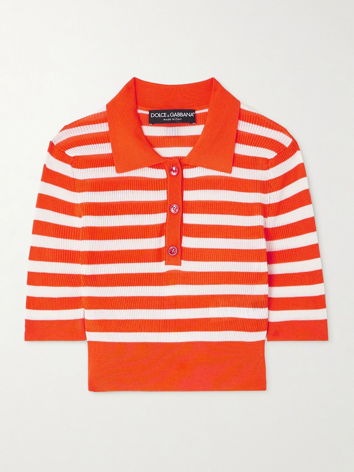 Dolce & Gabbana Striped Polo In Orange