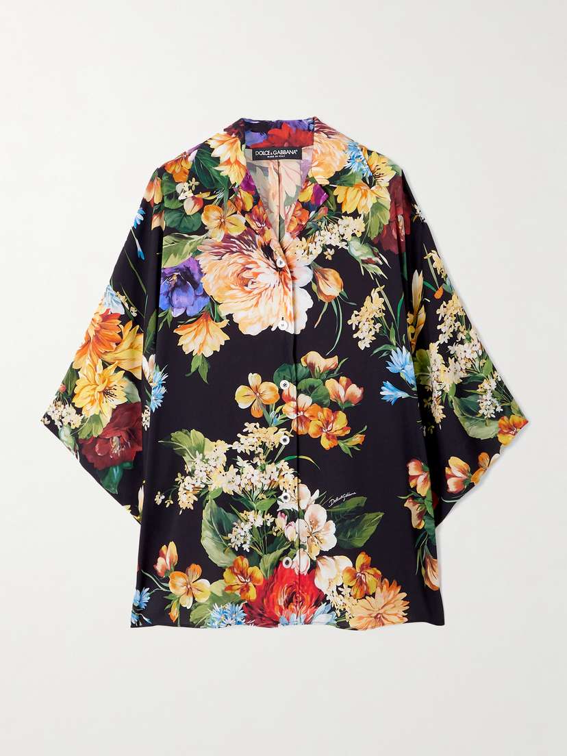 Dolce & Gabbana Floral-print Silk-blend Charmeuse Shirt
