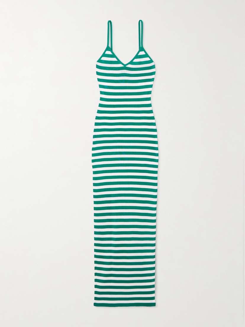 Dolce & Gabbana Striped Ribbed-knit Midi Dress