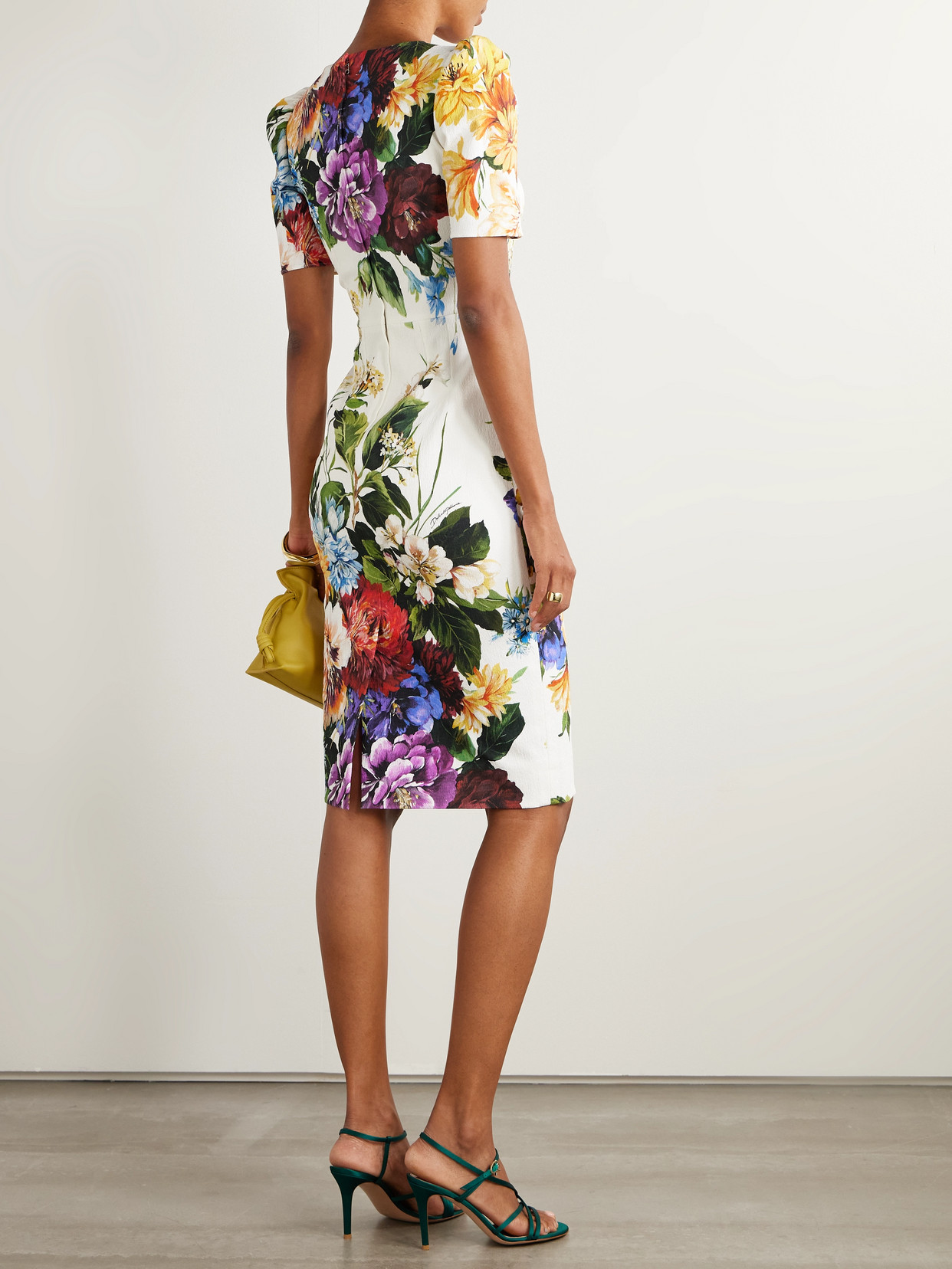 Dolce & Gabbana Midi Dress In Cretonne With A Bouquet Print In Multi