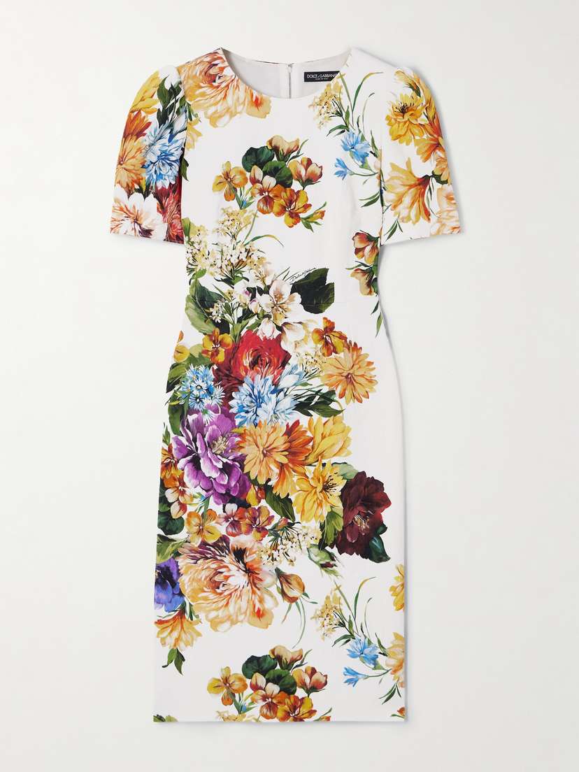 Dolce & Gabbana Floral-print Jacquard-knit Midi Dress