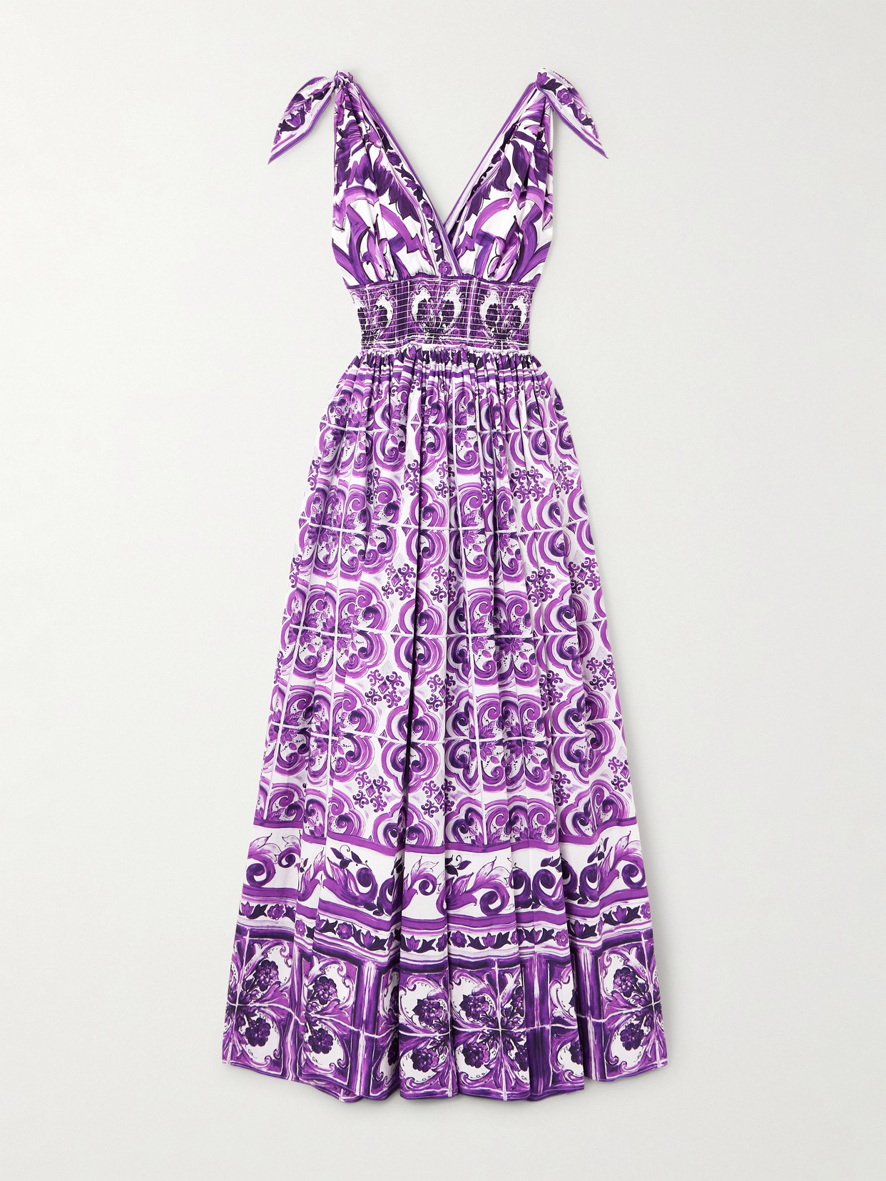 Dolce & Gabbana Printed Cotton-poplin Midi Dress In Purple