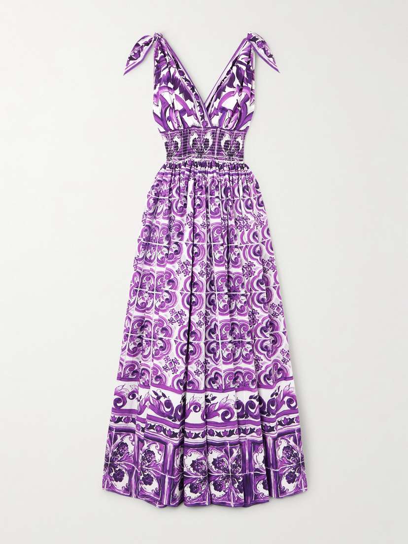Dolce & Gabbana Printed Cotton-poplin Midi Dress