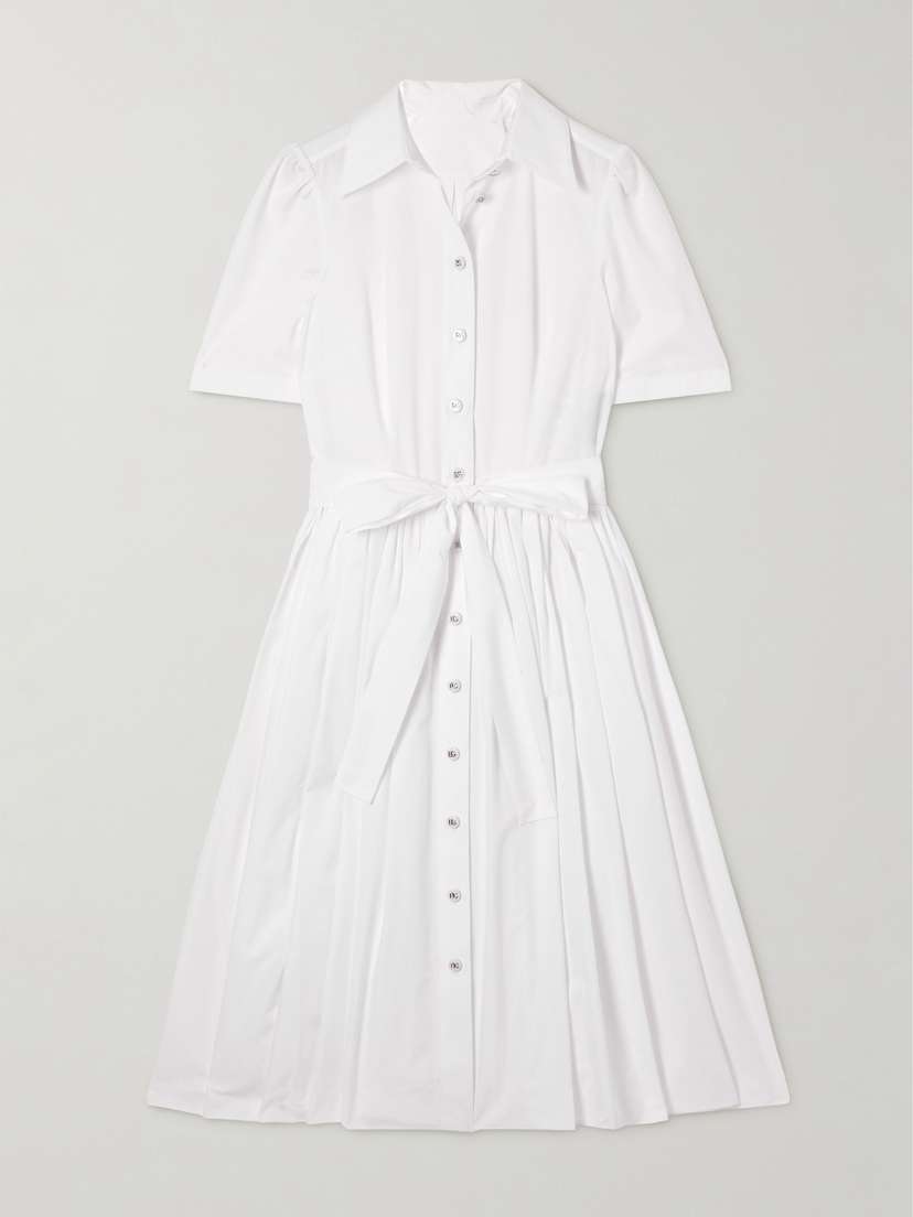 Dolce & Gabbana Belted Cotton-poplin Midi Shirt Dress