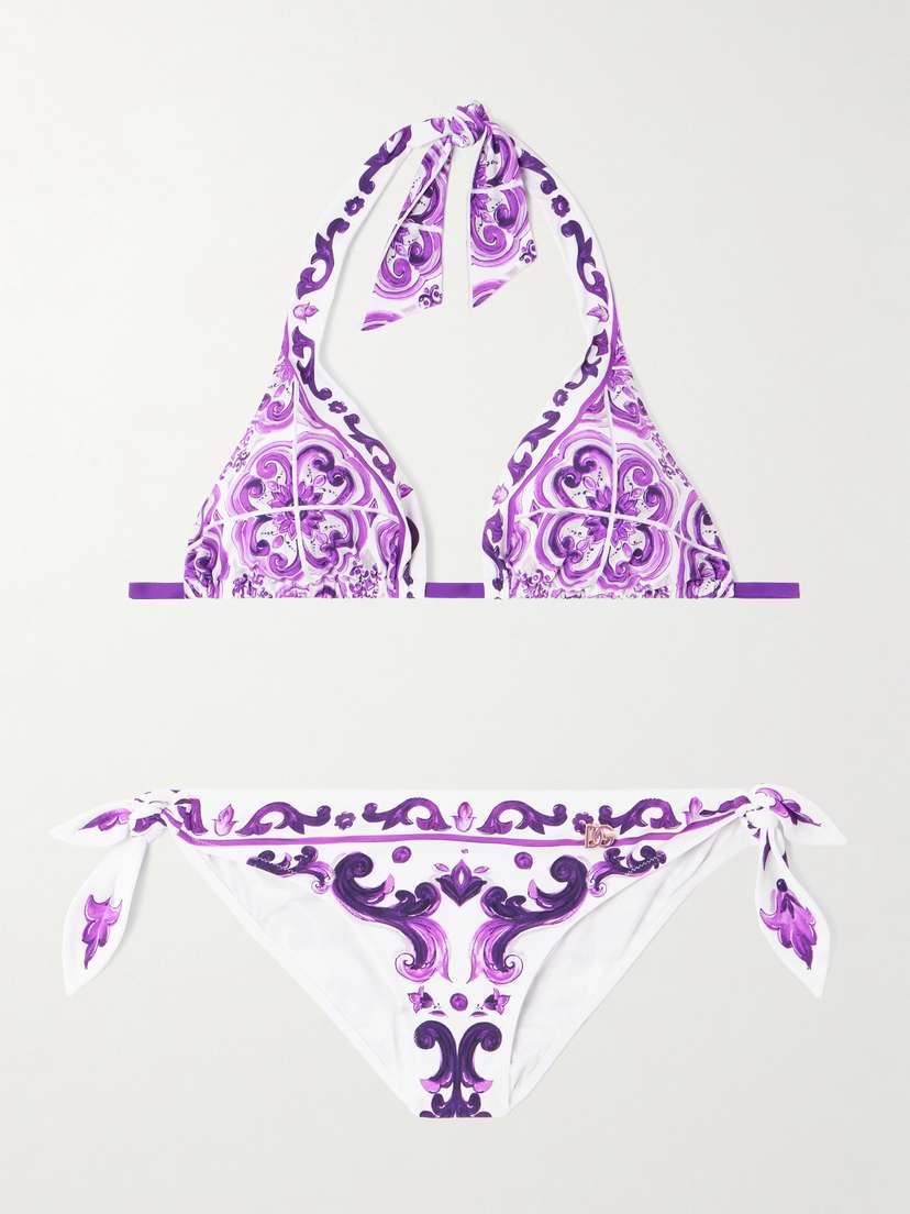 Dolce & Gabbana Printed Triangle Halterneck Bikini